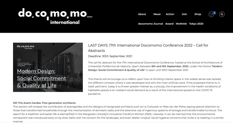 LAST DAYS 17th International Docomomo Conference 2022 Call For 